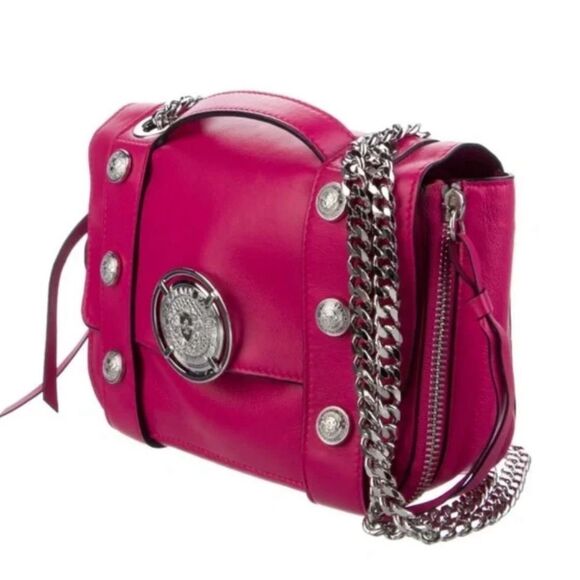 *Balmain* Barbiecore Hot Pink Leather Bag w/ Silver Chain Hardware - Picture 2 of 7